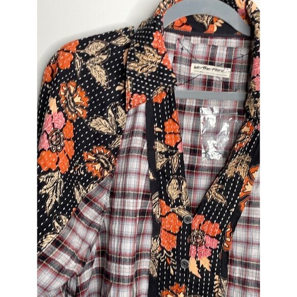 Free People Multicolor Plaid Button Down Shirt - Picture 3 of 7